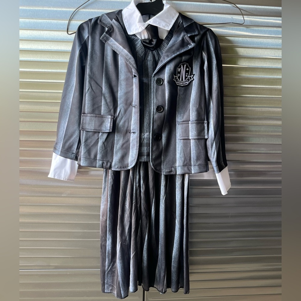 Wednesday Black and Gray Striped Suit Costume